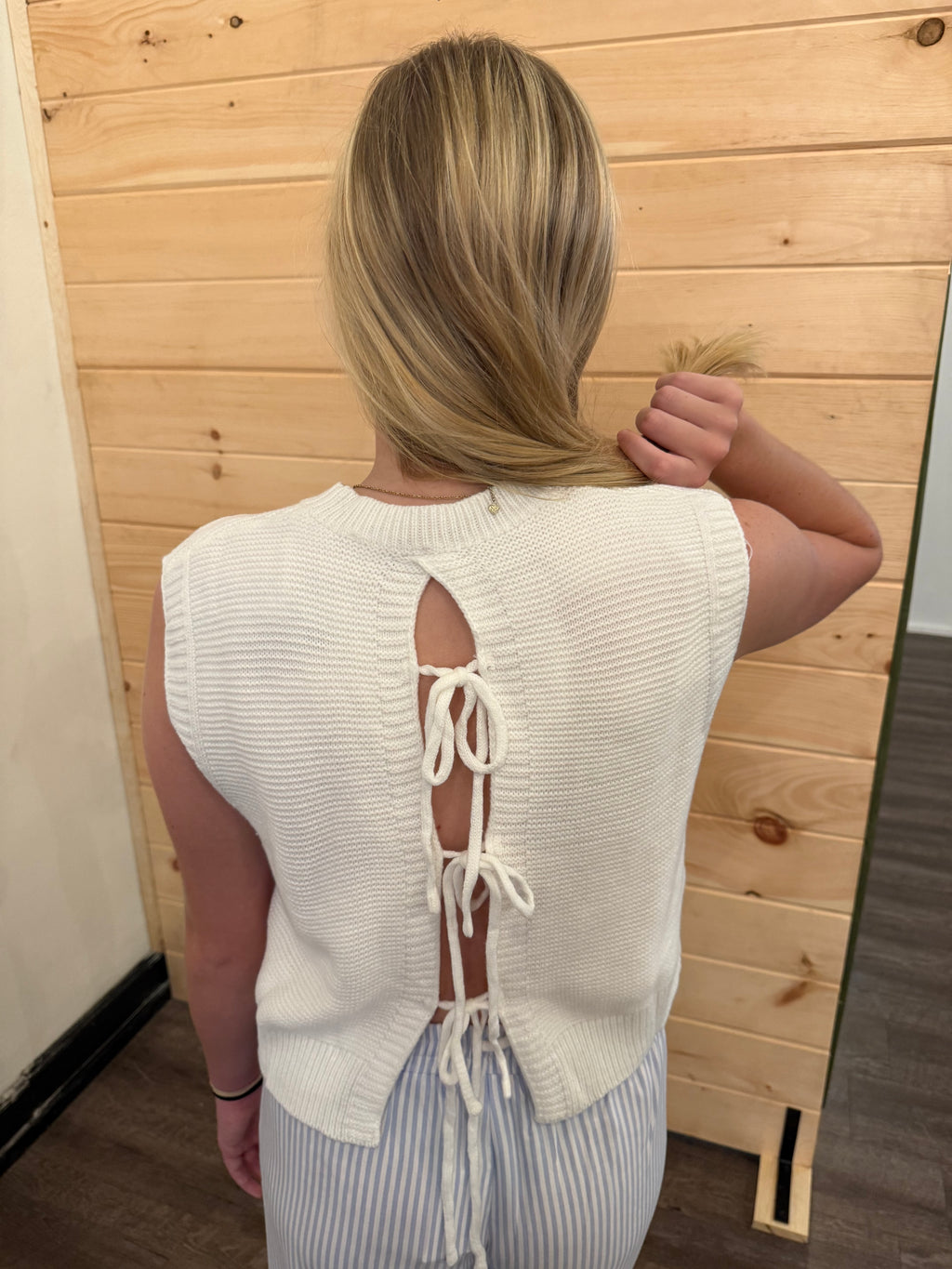 KNITTED TIE BACK TOP