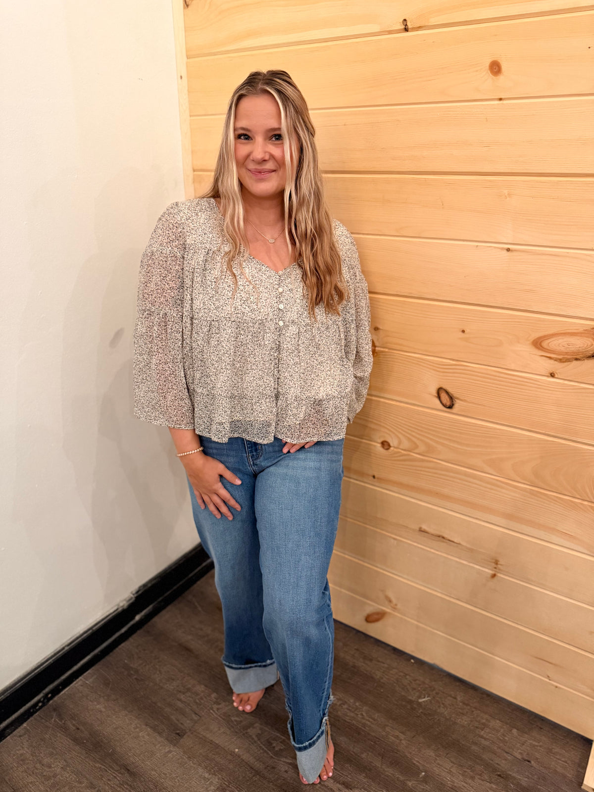 DITSY FLORAL TIERED BLOUSE