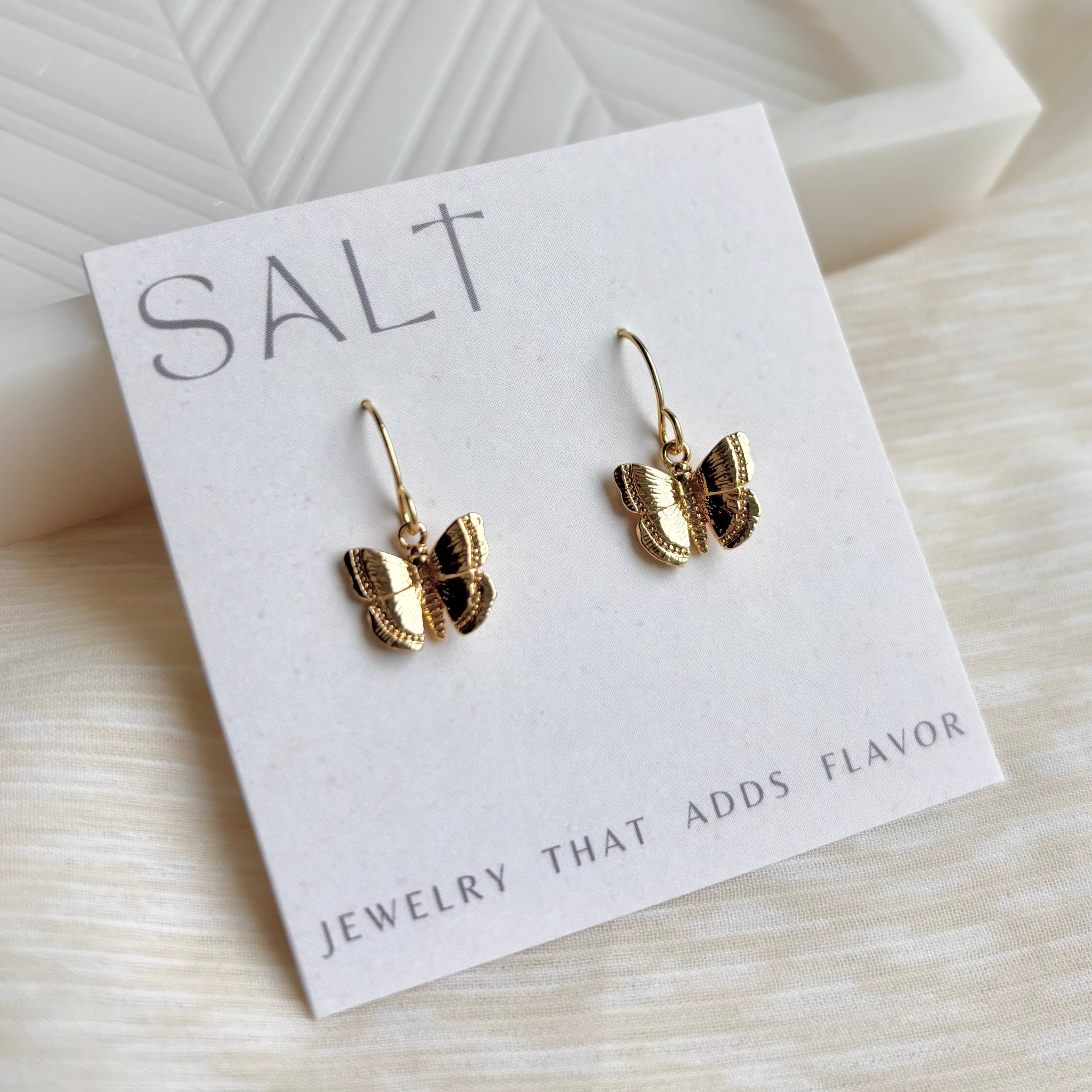 BUTTERFLY HOOK EARRINGS | gold | dainty butterfly earrings
