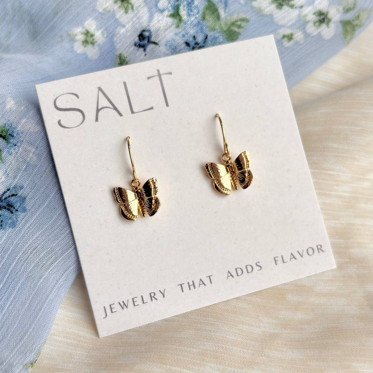 BUTTERFLY HOOK EARRINGS | gold | dainty butterfly earrings