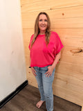 TEXTURED KNIT CASUAL TOP PINK