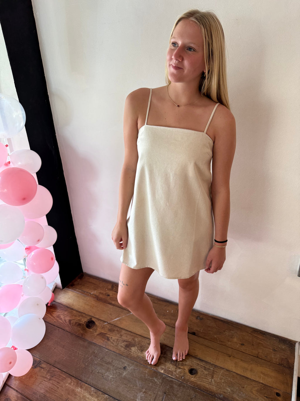 LINEN TIE-BACK DRESS
