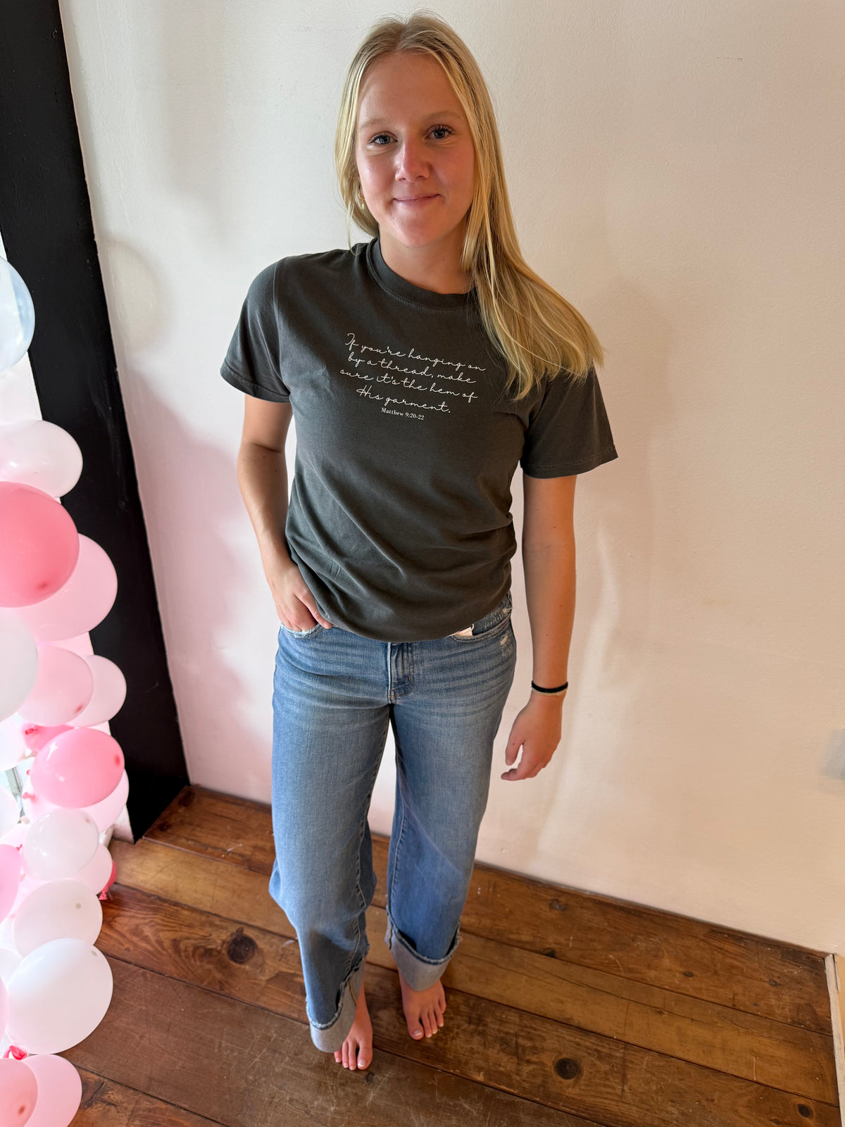 HANGING BY A THREAD TEE