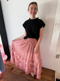 FLORAL RUFFLE MAXI SKIRT