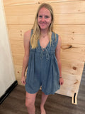 TIE DENIM ROMPER