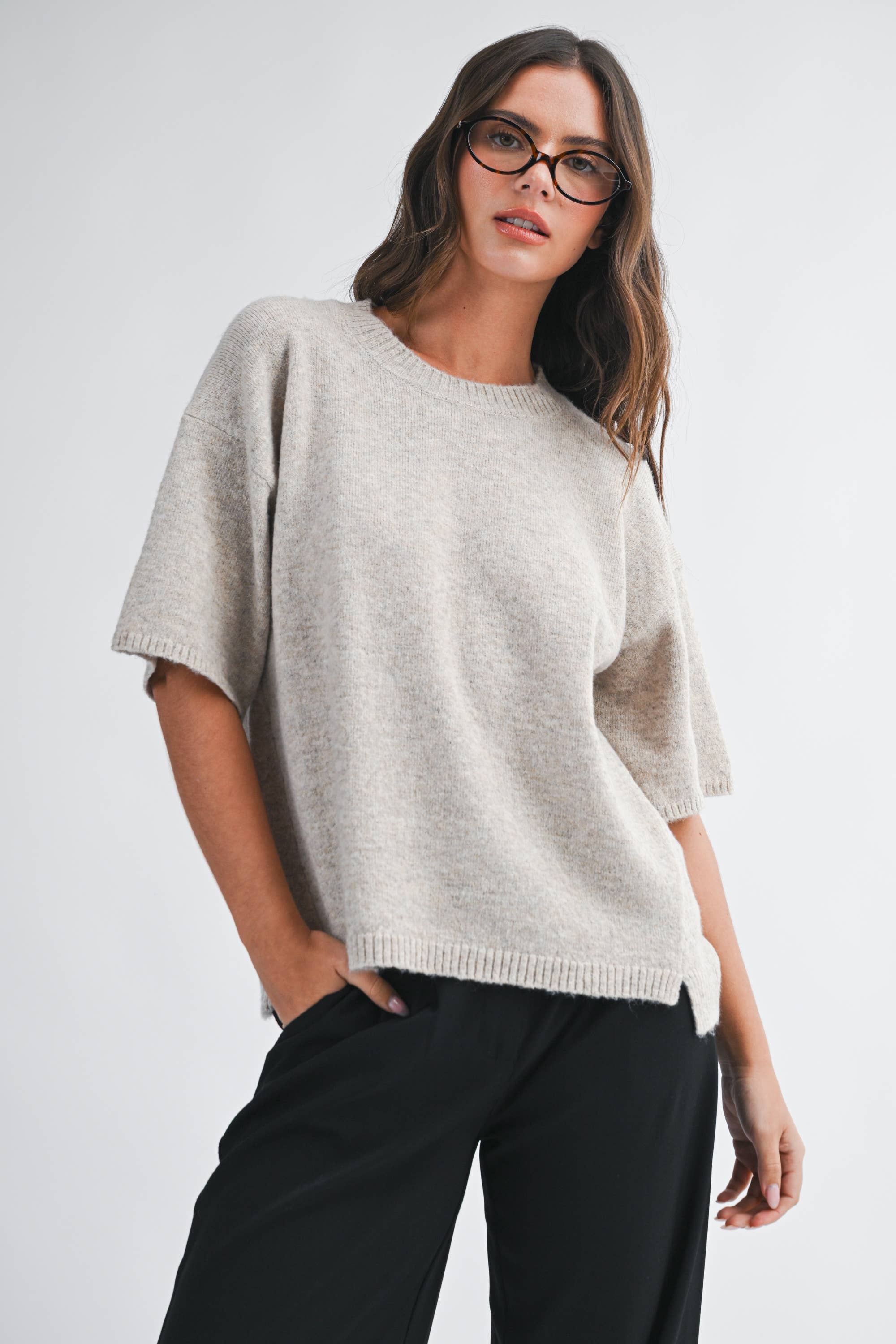 Short Sleeve Knit Sweater