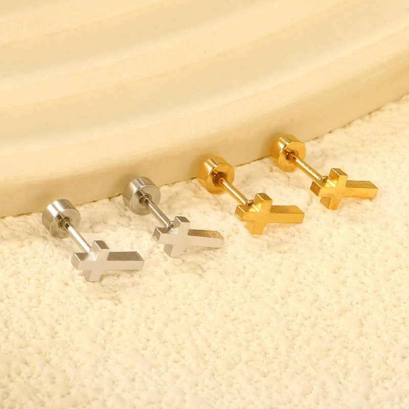 STAINLESS STEEL SCREW BACK POST STUD EARRINGS